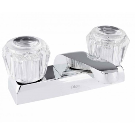 MEZCLADORA PARA LAVABO 4" CON CUBIERTA Y MANERALES ACRILICO CROMO  DICA 4046A  901D-4046A
