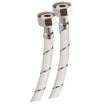 MANGUERA PARA LAVABO, TRAMADO DE NYLON BLANCO CON TUERCAS DE LATON.       URREA 901C-LBLL40