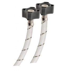 MANGUERA PARA LAVABO, TRAMADO DE NYLON BLANCO CON TUERCAS PLASTICAS.       URREA 901C-LBPP40