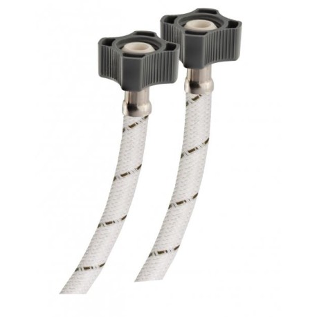 MANGUERA PARA LAVABO, TRAMADO DE NYLON BLANCO CON TUERCAS PLASTICAS.       URREA 901C-LBPP40