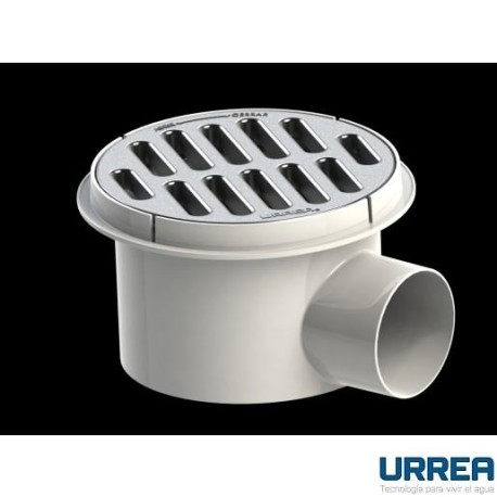 COLADERA PLASTICA REDONDA CON SALIDA LATERAL Y  REJILLA DE ACERO INOXIDABLE       URREA 901C-175
