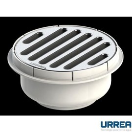 COLADERA PLASTICA REDONDA CON SALIDA UNIVERSAL Y REJILLA DE ACERO INOXIDABLE       URREA 901C-174