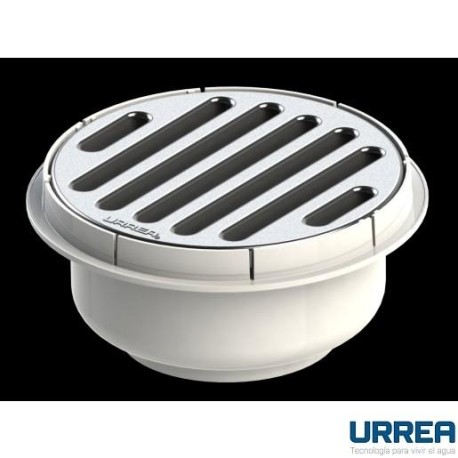 COLADERA PLASTICA REDONDA CON SALIDA UNIVERSAL Y REJILLA DE ACERO INOXIDABLE       URREA 901C-174