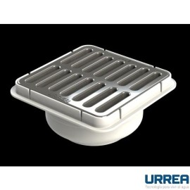 COLADERA PLASTICA CUADRADA CON SALIDA UNIVERSAL Y REJILLA CROMADA       URREA 901C-180