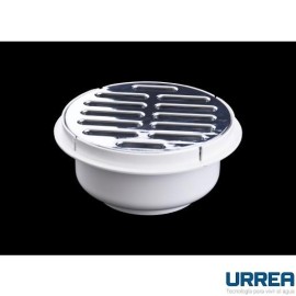 COLADERA PLASTICA REDONDA CON SALIDA UNIVERSAL Y REJILLA CROMADA       URREA 901C-170