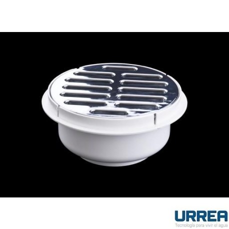 COLADERA PLASTICA REDONDA CON SALIDA UNIVERSAL Y REJILLA CROMADA       URREA 901C-170