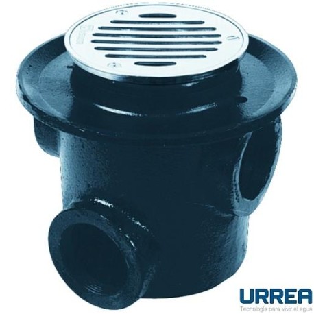 COLADERA BASE ANCHA DE TRES BOCAS CON REJILLA REDONDA       URREA 901C-127
