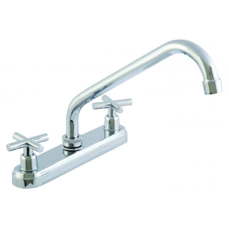 MEZCLADORA PARA FREGADERO 8" CON MANERALES DE CRUCETA CUELLO LARGO CROMO DICA 4331  901D-4331