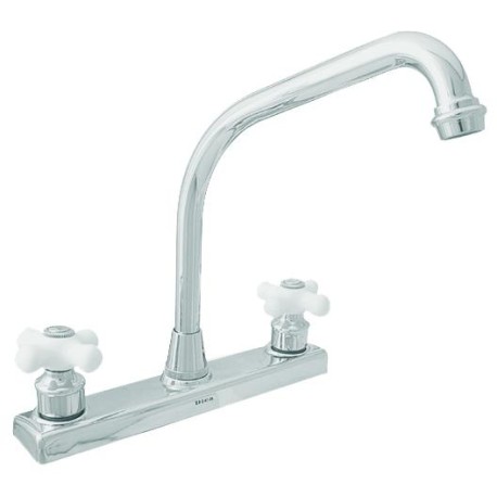 MEZCLADORA PARA FREGADERO 8" CON CUBIERTA Y MANERALES DE CRUCETA CROMO  DICA 4322  901D-4322