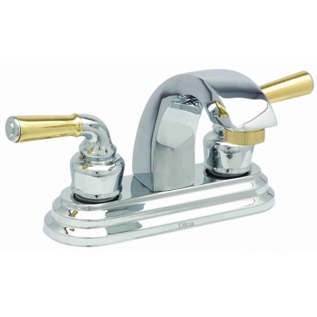 MEZCLADORA PARA  LAVABO 4" CON CUBIERTA Y MANERALES CROMO/ORO  40501  901D-40501